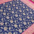 Navy Blue-Pink Pure Katan Silk Kadwa Jangla Handloom Dupatta Fashion