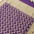 Purple Pure Katan Silk Kadwa Jangla Handloom Dupatta Online now