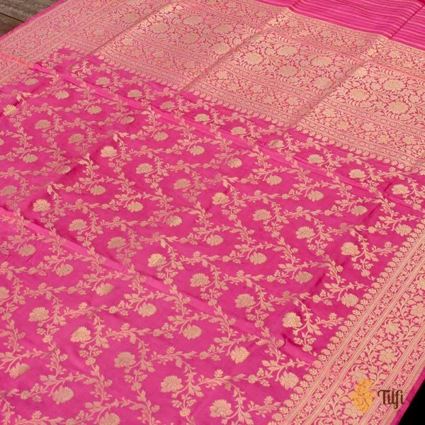 Pink Pure Katan Silk Kadwa Jangla Handloom Dupatta Online