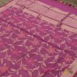 Gulaabi Pink Pure Kora Net by Cotton Banarasi Handloom Dupatta Cheap