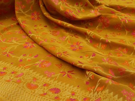 Mustard Pure Khaddi Georgette Banarasi Handloom Dupatta Supply