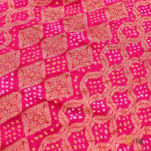 Gulabi Pink Pure Georgette Banarasi Handloom Bandhani Dupatta Online now