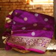 Magenta Pure Katan Silk Banarasi Handloom Dupatta For Sale