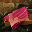 Rani Pink Pure Katan Silk Aadha Jaal Banarasi Handloom Dupatta For Discount