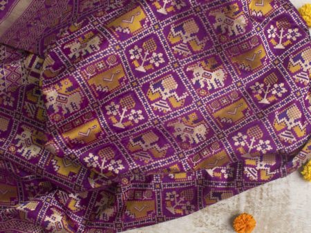 Purple-Magenta Pure Katan Silk Banarasi Handloom Patola Dupatta Online Hot Sale