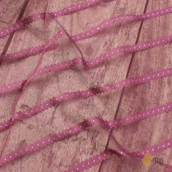 Mauve Pure Kora Net Banarasi Handloom Dupatta Cheap