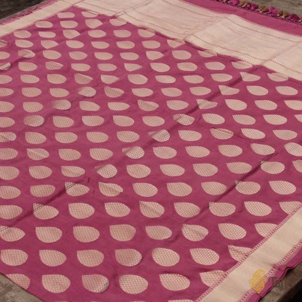 Gajri Pink Pure Katan Silk Banarasi Handloom Dupatta Sale