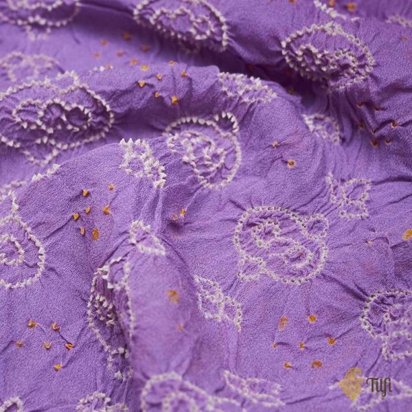 Lilac Pure Georgette Banarasi Handloom Bandhani Dupatta Discount