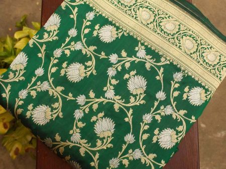 Dark Green Pure Katan Silk Banarasi Handloom Saree Hot on Sale