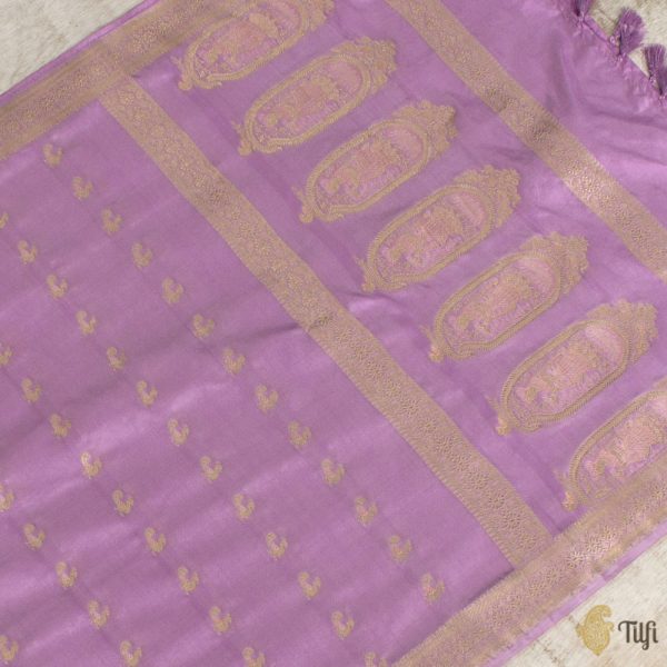 Light Lilac Pure Katan Silk Banarasi Handloom Petite Dupatta Hot on Sale