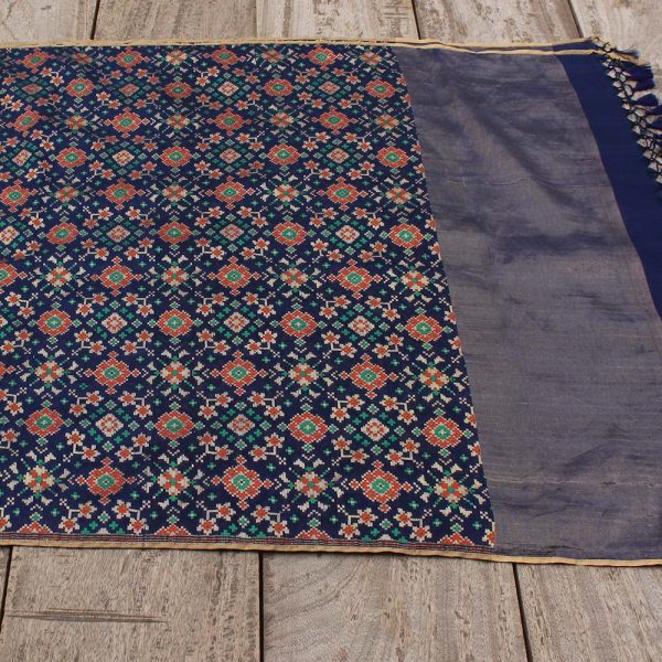 Navy Blue Pure Silk Georgette Banarasi Handloom Petite-Dupatta Discount