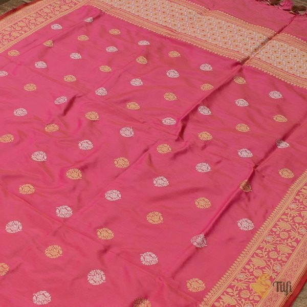 Pink Pure Katan Silk Banarasi Handloom Dupatta Sale