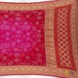 Rani pink-Red Pure Georgette Banarasi Handloom Bandhani Dupatta on Sale