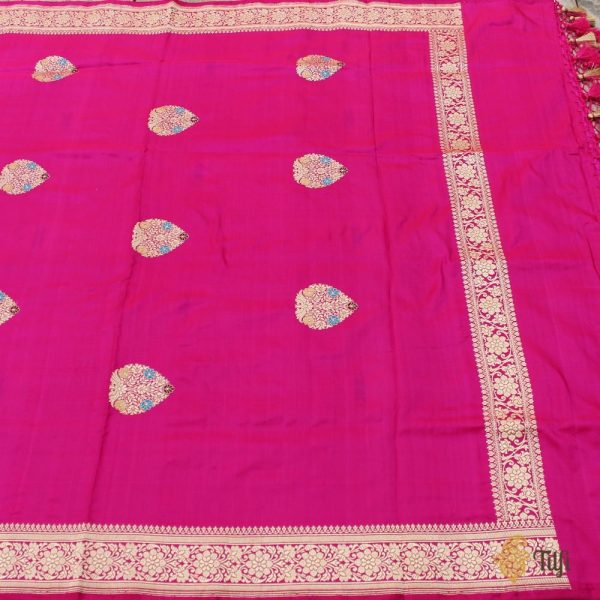 Rani Pink Pure Katan Silk Banarasi Handloom Dupatta Fashion