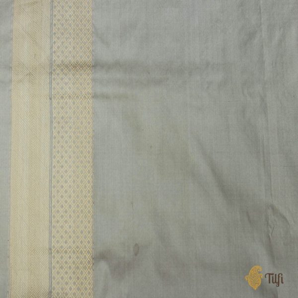 Grey Pure Katan Silk Banarasi Handloom Saree Discount