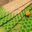 Off-White - Parrot Green Pure Georgette Banarasi Handloom Bandhani Dupatta Cheap