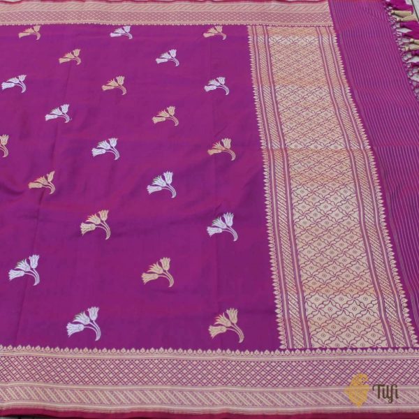 Magenta Pure Katan Silk Banarasi Handloom Dupatta Cheap