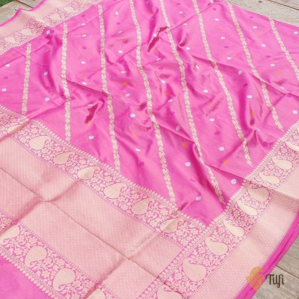 Gulabi-Gajri Pink Pure Katan Silk Banarasi Handloom Dupatta Hot on Sale