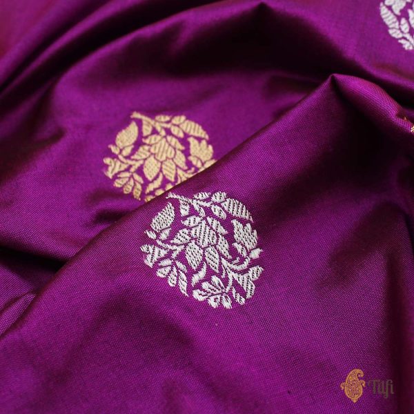 Magenta Pure Katan Silk Banarasi Handloom Dupatta For Sale