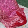 Rani Pink-Red Ombre Pure Chiffon Georgette Banarasi Handloom Bandhani Dupatta For Sale