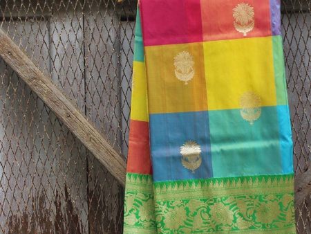 Multicolored Pure Silk Georgette Banarasi Handloom Dupatta For Cheap