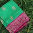 Green-Rani Pink Pure Katan Silk Banarasi Handloom Dupatta Cheap