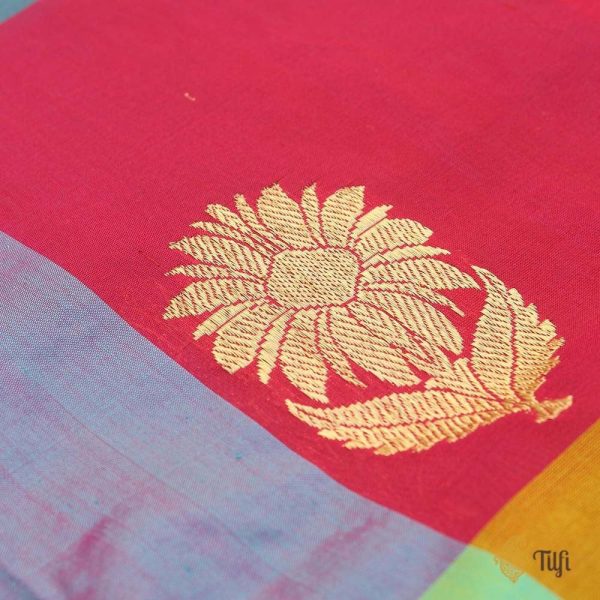 Multicolored Pure Silk Georgette Banarasi Handloom Dupatta For Cheap