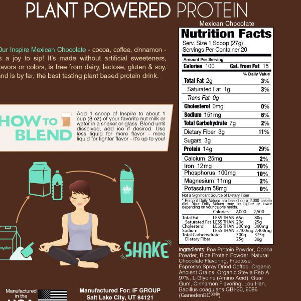 Inspire Mexican Chocolate Plant Based Protein Powder Cheap